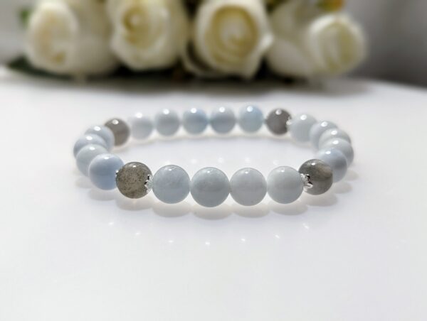Women's Bracelet, Beaded Stretch Bracelet, Crystal Charm , Aquamarine, Blue Moonstone, Waist Size 17cm, sterling silver, elastic string, handmade in Australia, for her, unique gift for daughters, birthday gift, gift for anniversary, decorations, I love you forever, sentimental gift, exquisite jewellery gift, boxed gift, graduation gift, new chapter gift, wish comes true, you are the best, niece gift, gift for grandma, gift for sister, gift ideas, express delivery